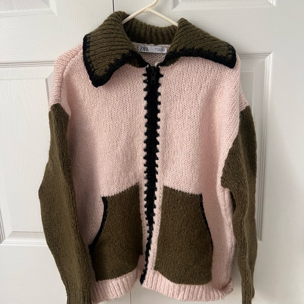 Wool zip up Zara sweater